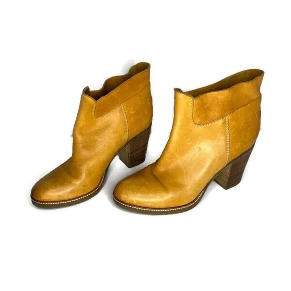 Shabbies Amsterdam Womens 39 US 8.5 Ankle Boots Cognac Tan Booties Leather 3" H - Picture 2 of 12